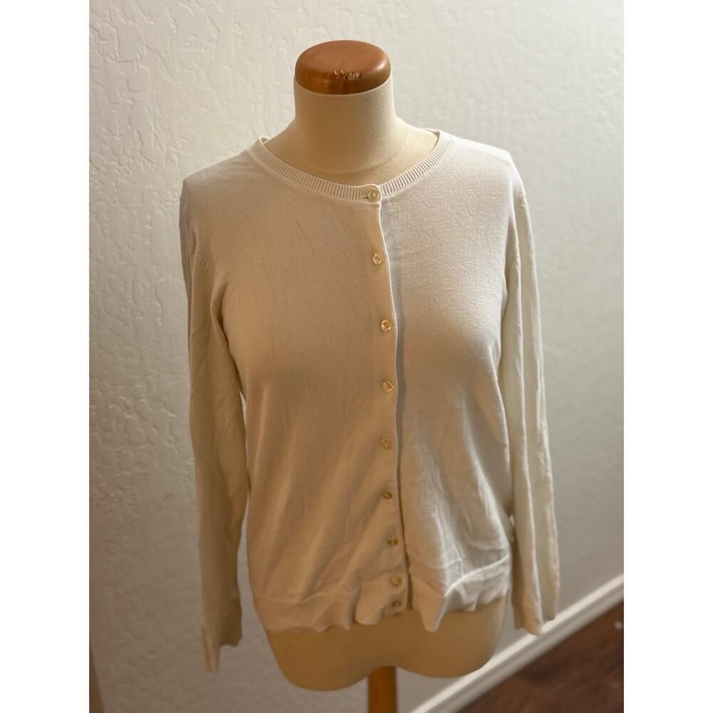 Karen Scott brand white cardigan sweater size M